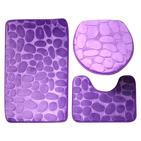 Clearance,aoksee 3 Piece Embossed Memory Foam Bath Mats, Extra Thick Non Slip Mats for Tub, Toilet and Floor, Water Absorbent, Washable Rugs