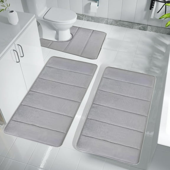 Clearance,aoksee 3-Piece Soft Bath Mat - Soft and Comfortable Bathroom Rugs, Water Absorbent, Non-Slip, Thick, Machine Washable, Home Decor