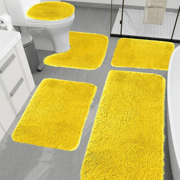 Clearance!aoksee Bathroom Rugs Mat, Bath Mats 5 Bathroom Rugs For 5 Pcs Toilet Mats Universal Soft Longhair Water Absorption Non-Slip Thick Machine Washable Easy To Dry Dark Color