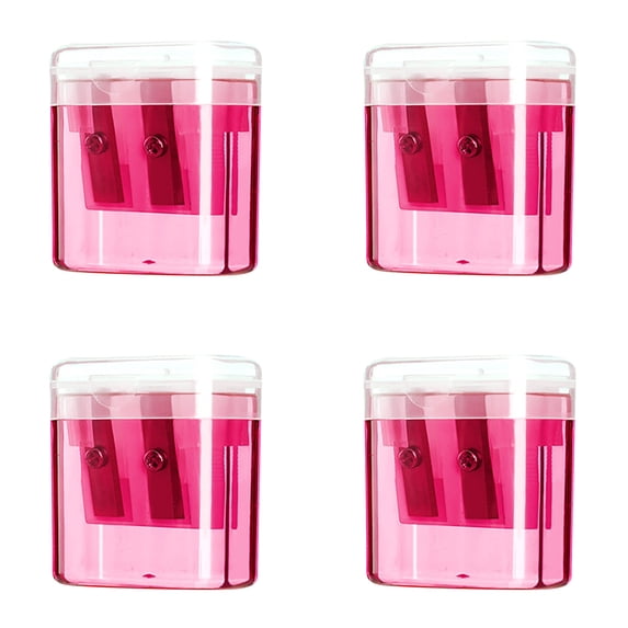 Clearance!aoksee School Office Supplies, 4pcs Double Hole Pencil Sharpener With Cover. Color Pencil Sharpener For Kids. Portable Oval Manual Pencil Sharpener For School Office Supplies