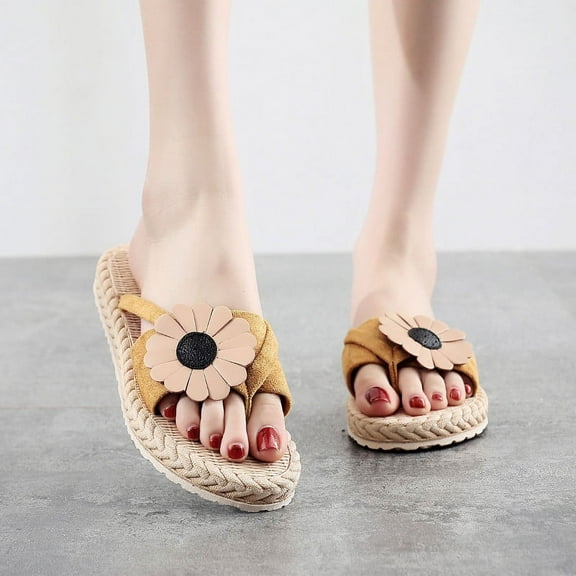 Clearance asdoklhq Slippers for Women Indoor and Outdoor,Women's Slippers Ladies Flip Flops Flat Beach Shoes Flat Flip Flops