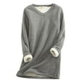 thumbnail image 1 of Clearance asdoklhq Womens Plus Size Tops Clearance,Keep Warm 's Casual V-Neck Long Sleeve Solid Ladies Sweatshirts Blouse Tops, 1 of 3