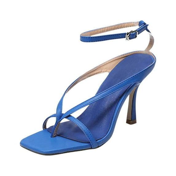 Clearance asdoklhq Womens Slip On Shoes Wide Width,Women's Casual Sexy Banquet Open Toe Clip Toe High Heel Buckle Square Toe Sandals