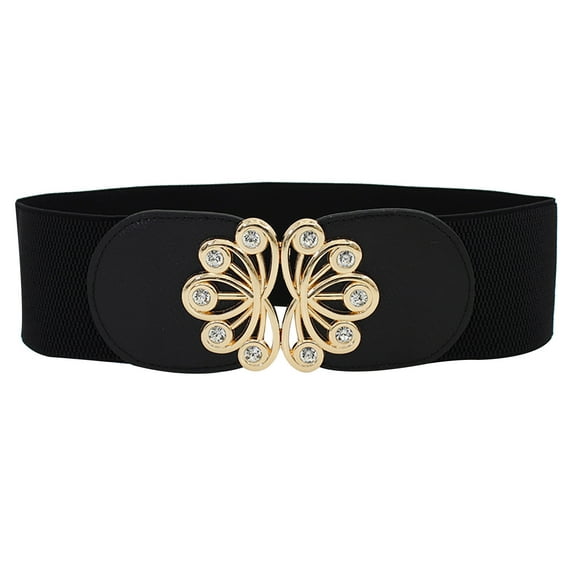 Clearance! belts for women belt men Womens Vintage Wide ElasticWaist Belt Dress Waist Sweater Coat Elastic Elastic Wide Waist Seal Flowers Buckle Belt Big sales White