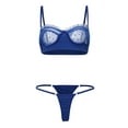 thumbnail image 1 of bra sets for women bras for women Ladies Sexy Lingerie Set Lace Perspective Lace Stitching Underwear Pajamas Blue, 1 of 2
