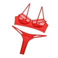 thumbnail image 1 of bra sets for women bras for women Ladies Sexy Lingerie Set Lace Perspective Lace Stitching Underwear Pajamas Red, 1 of 2