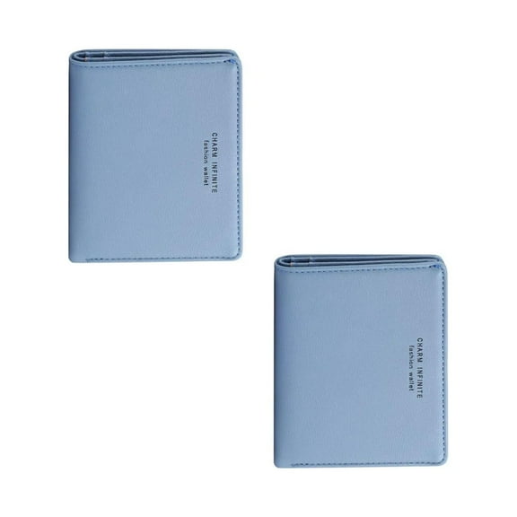 Clearance business card holder under $6,Leather Wallet For Women Small Leather Wallet RFID Blocking Credit Card Holder Ladies Purse Zipper Pocket Wallet For Women Girls Blue/Grey 2PC