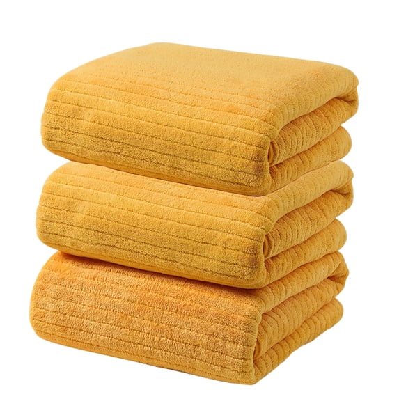 dongrere 3Pc Velvet Towel,Absorbent Bath Towels, Dry Hair Towel, Ultra-Soft, Highly Absorbent and Sturdy Quick-Drying Towel, Adult Coral Velvet Absorbent Bath Towel