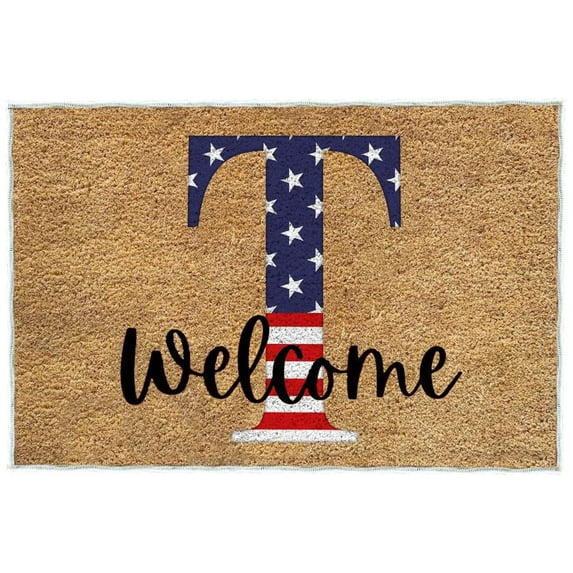dongrere 4th Of July Door Mat Patriotic Letter Doormat Entryway Rug Welcome American Flag Doormat Stain And Fad Patriotic Decor Welcome Outdoor Mat