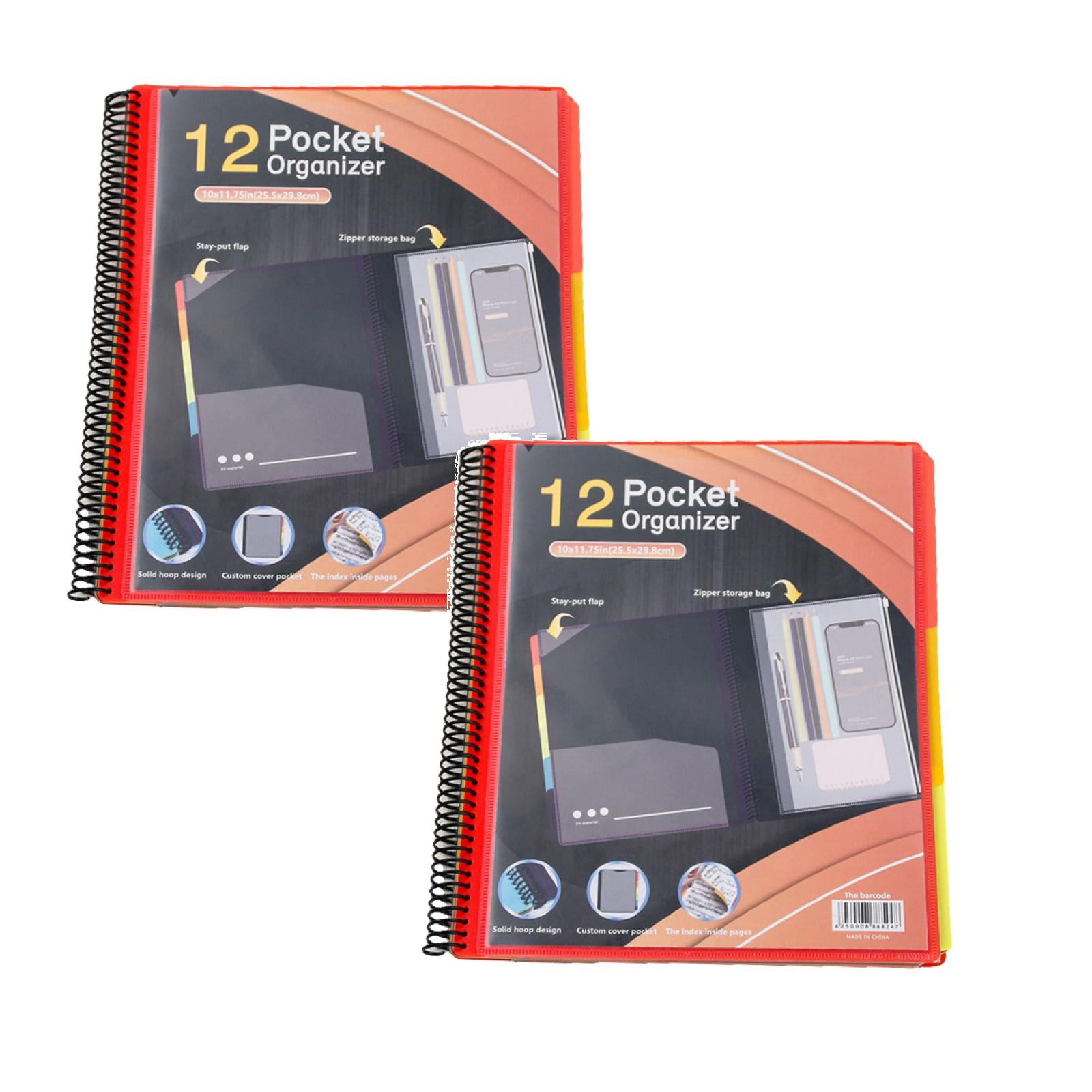 Clearance a folder under $20,6/12 Pocket Poly Project Organizer Round Tab Organizer Project Folder Multi Pocket Folder With Pockets Letter Size Back Cover Utility Pouch School Supplies 2PC