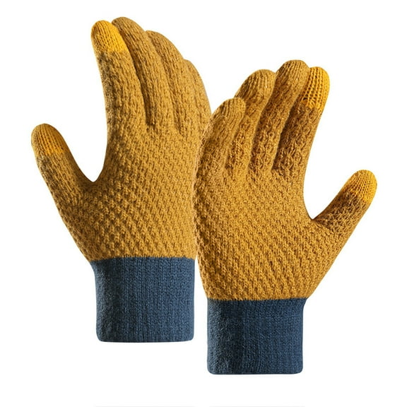 Clearance! gloves winter gloves women Winter Women Keep Warm Touching Screen Knit Gloves Elastic Cuff Soft Full Finger Gloves Mitten Best Sale Yellow