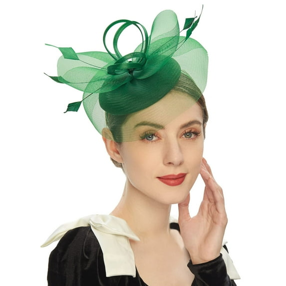 Clearance! headbands for women headbands for women non slip Tea Party Fascinator Kentuckys Derbys Hat Fascinator Pillbox Hat Headband For Cocktail Big sales Green
