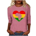 thumbnail image 1 of ibuvkizy Black History Month Shirts for Women 3/4 Length Sleeve Tops Ladies' Black Month Fashion Printed Round Neck 3/4 Sleeve T-shirt Loose Top,Pink,S, 1 of 4