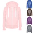 thumbnail image 1 of ibuvkizy Hoodies for Women Full Zip Up Sweatshirts Jackets with Pockets,Fashion Women Casual Hooded Slim Zipper Fleece Sweater Coat Pink,S, 1 of 2