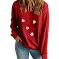 thumbnail image 1 of ibuvkizy Valentine's Day Womens Sweatshirt Round Neck Lover's Love Print Sweatshirt Long Sleeved Pullover Top/shirt Red,XS, 1 of 7