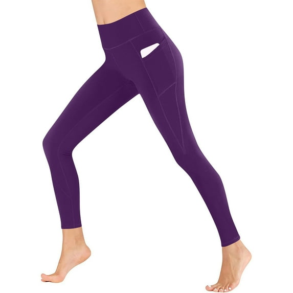 ibuvkizy Yoga Pants Women Tummy Control Gym Leggings Women Workout Out Pocket Leggings Fitness Sports Running Yoga Athletic Pants Dark Purple,XXL
