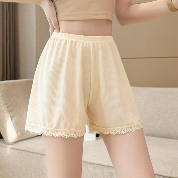 items!FRSASU Women's Shorts Solid Color Exterior Bottom Versatile Shorts Beige L