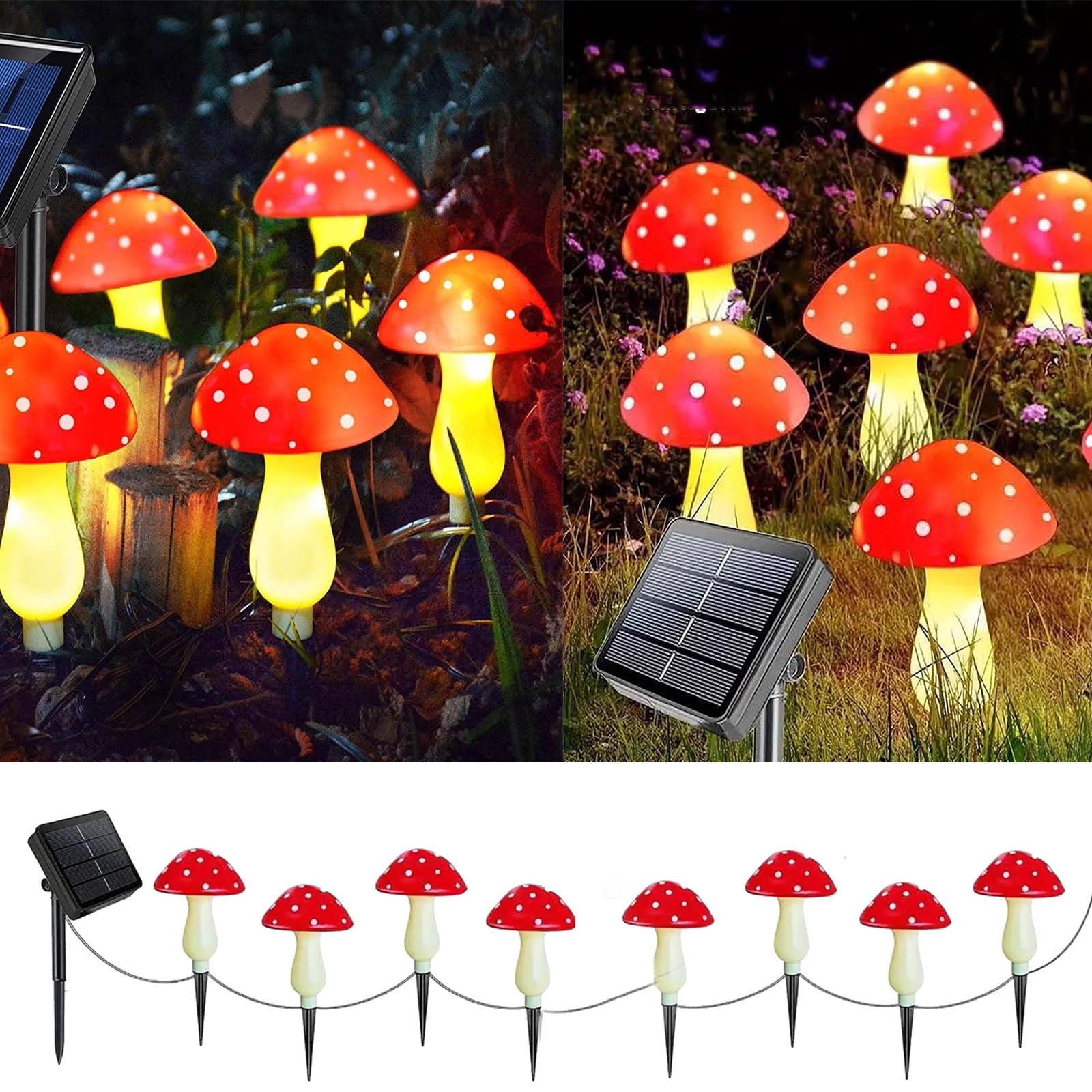 Clearance items! JGF844 Solar Lights Garden Decorations Waterproof Decorations Colorful Lights Outdoor LED Light String 8LED Mushrooms