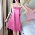 thumbnail image 1 of LADIGASU Fashion Women Summer V-Neck Casual Solid Sleeveless Sleepshirts Dress, 1 of 5