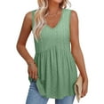 thumbnail image 1 of LADIGASU Flowy Peplum For Women Dressy Sleeveless V Neck Tank, 1 of 9