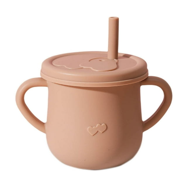 Clearance items! Silicone Cups With Straw Feeding Cups With 2 Handles And For Infants Random Designss For Drinks And Snacks