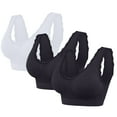 thumbnail image 1 of jobturf 3 Pack Sports Bras for Women Lace Trim No Underwire Breathable Bras Comfortable Seamless Push Up Full Coverages Everyday Bra, 1 of 9