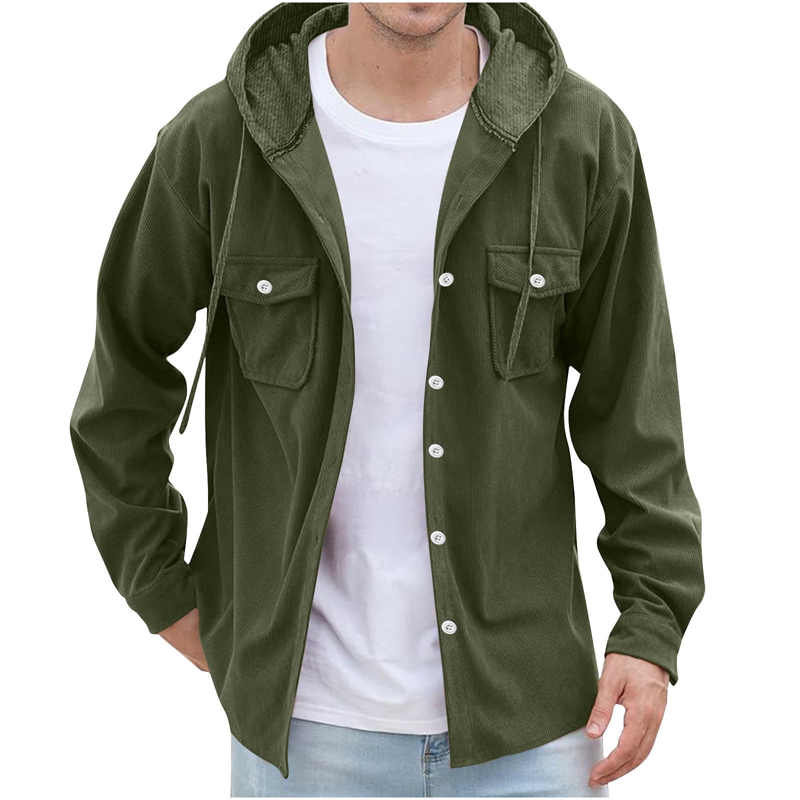 Men's Quilted Shirt Jacket - Casual Long Sleeve Snap Button Diamond Stitch Jacket With Pockets