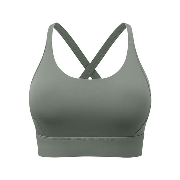 FAHXNVB Criss Cross Back Sports Bra Seamless Padded Wireless Workout Training Tank Tops Medium Support Crop Tops for Women