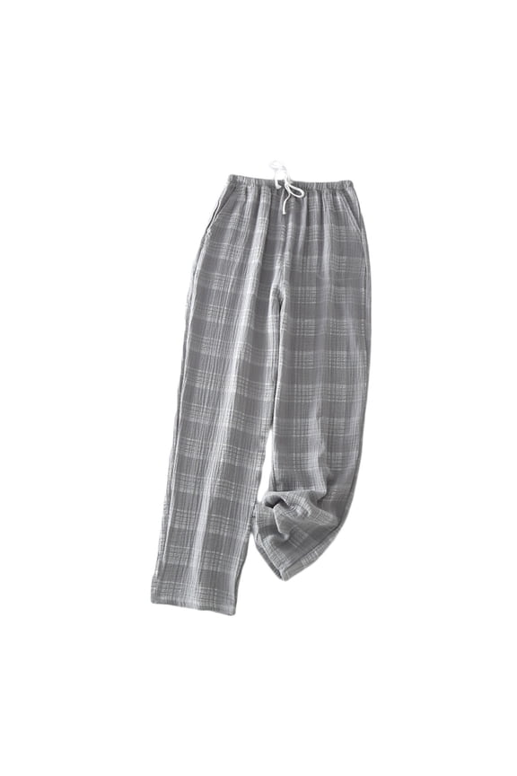 FAHXNVB Mens Pajama Pants Cotton Plaid Sleepwear Bottom Pants Casual Brrabthable Elastic Waist Drawstring Wide Leg PJ Bottoms