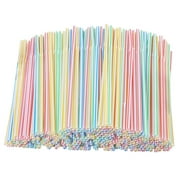 Clearance! lulshou 200 Plastic Drinking Straws 8 Inches Long Multi-Colored Striped Bedable