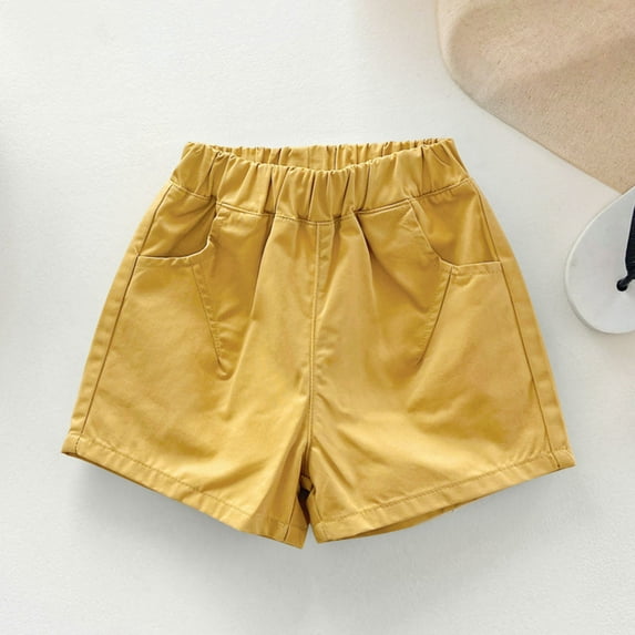 Clearance! lulshou Girls Shorts Toddler Kids Girls Boys Casual Spring Summer Solid Color Pockets Children's Shorts Yellow