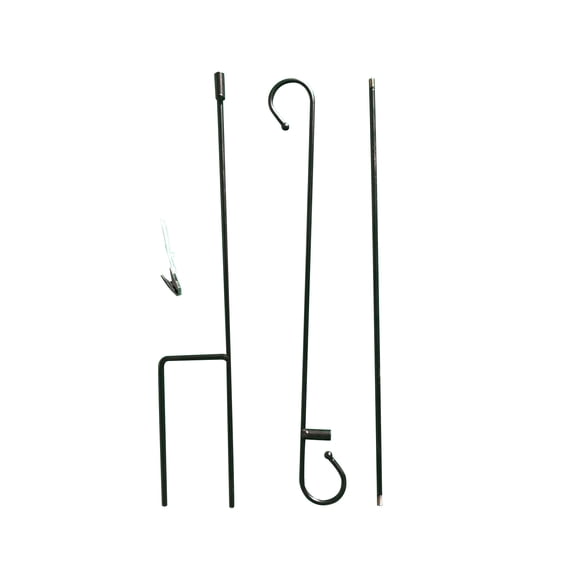 Clearance! lulshou HOOSUN Garden Flag Stand, Premium Garden Flag Pole Metal Powder-Coated Weather-Proof Paint with One Clip and Two Spring Stoppers Without Flag