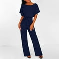 thumbnail image 1 of Clearance!lulshou Jumpsuit Pants for Women Women Short Sleeve Playsuit Clubwear Straight Leg Jumpsuit With Belt, 1 of 6