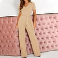 thumbnail image 1 of Clearance!lulshou Jumpsuit Pants for Women Women Strappy Waist Up Short Sleeved Jumpsuit With V-Neck Wide Leg Pants, 1 of 6