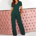 thumbnail image 1 of Clearance!lulshou Jumpsuit Pants for Women Women Strappy Waist Up Short Sleeved Jumpsuit With V-Neck Wide Leg Pants, 1 of 6