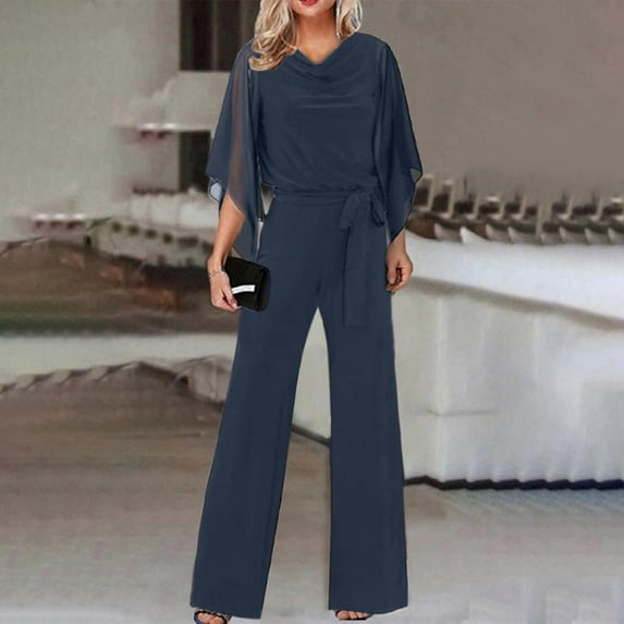 Clearance!lulshou Jumpsuit Pants for Women Women V-neck Fashion Color High Waist Lace Up Jumpsuit Straight Tube Pants