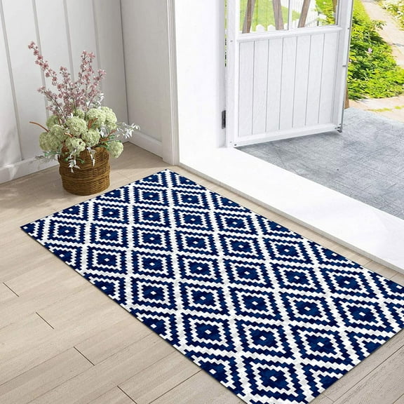 Clearance maho Washable Non-shedding European Retro Lattice Printed Floor Mat Door Mat Sewer Mat Entrance Door Kitchen Bathroom Mat Non-slip Mat C