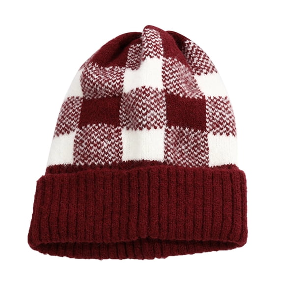 Clearance! mens bomber hats hats for men Winter Brush Lined Soft Warm Knit Cap Ski Sock Cuff Cap Big sales Wine