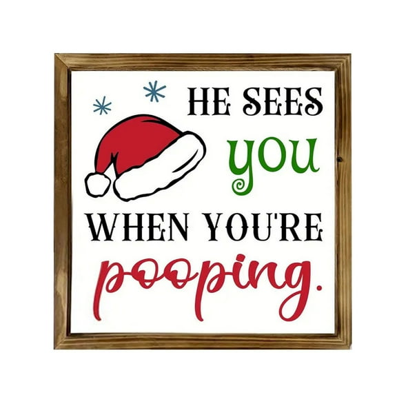 Clearance Sale!! Hot Double Wooden Christmas Picture Frame Christmas Tabletop Decoration Christmas Decor He Sees You When You're