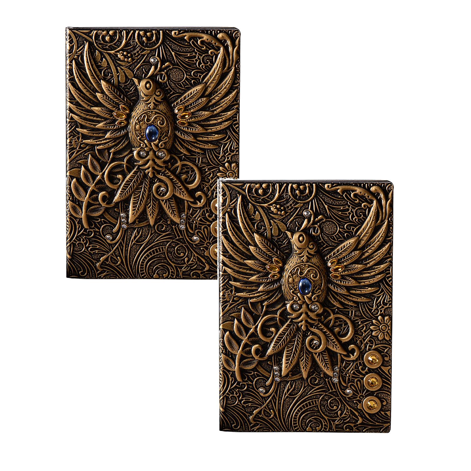 Clearance a notebook under $20,A5 (5.5" X 8.3") Embossed Journals Vintage Notebook Retro Leather Bronze Diary 100 Sheets Paper Hardcover Travel Notepad For Writing Sketchbook Collection Gift Dec