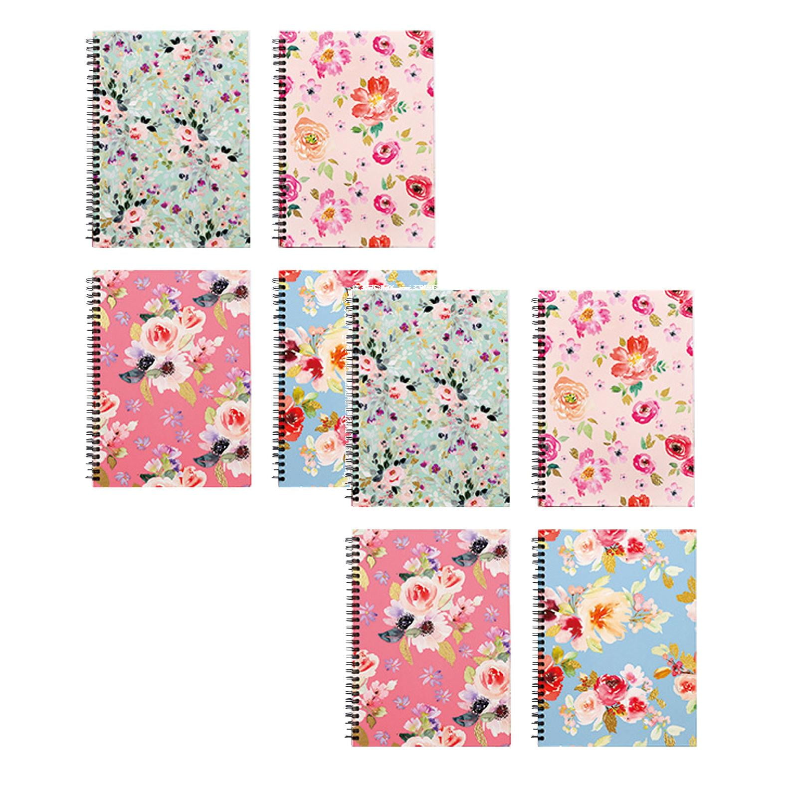 Clearance notebook for recording under $10,Notebook 4 Pcs Thick Flower Design Hardcover 8mm Ruled 4 Color 80 Sheets 160 Pages Journals For Study And Notes 2PC