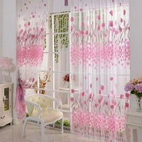 Clearance!npkgvia Curtains,Home Essentials,Tulle Curtain Drape Scarf Door Floral 1pc Window Panel Home Decor,Living Room Decor,Pink