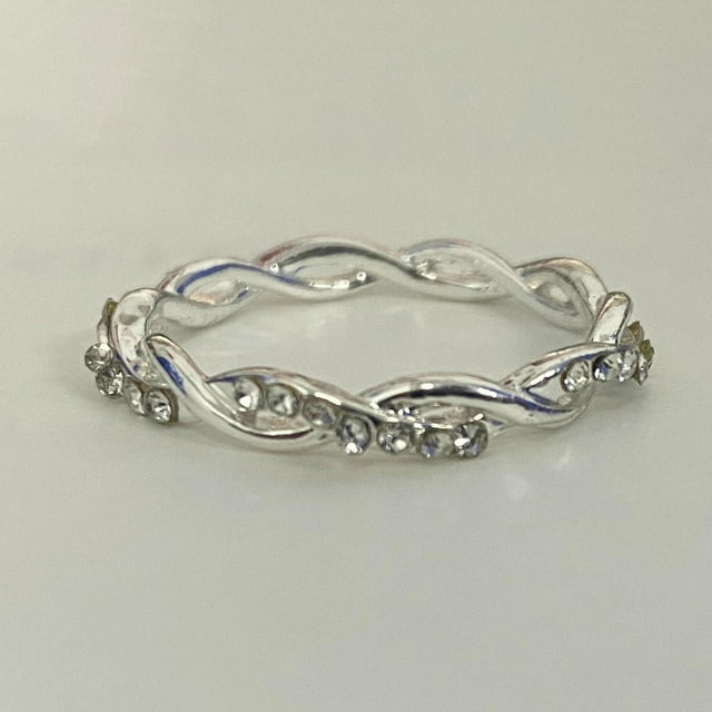 Clearance on Ring! WEANT Womens 925 Sterling Silver Twisted Shape Diamond Engagement Ring Stacking Matching Band Anniversary Ring, Silver, 10