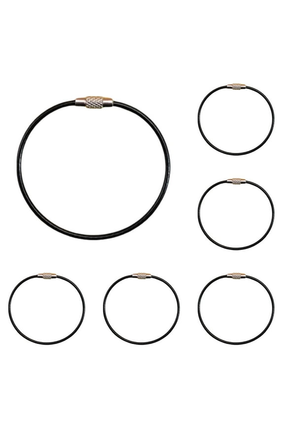 (Clearance) pdqouc 10 Pack Keychain Flexible Rubber Key Ring Luggage Tag Cable Loops Stainless Steel Wire Rings for Car Keys Chains Tag Keyring (5.9 Inch Long, 2mm)