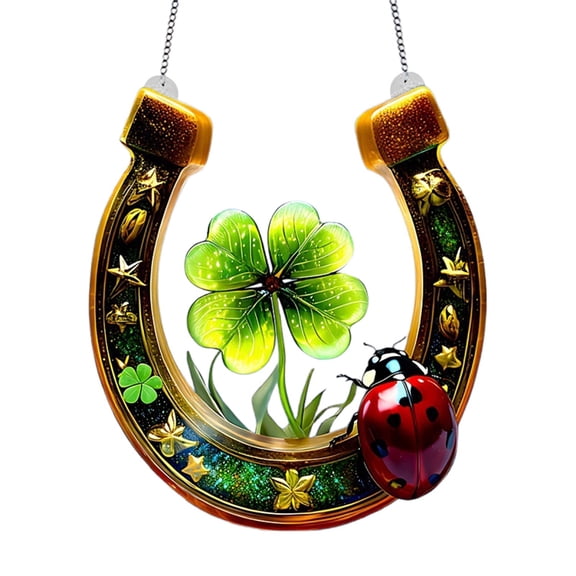 (Clearance) pdqouc 2D Four Leaves Flat Pendant Stained Glass Sunlight Catcher Porch Window Pendant Decoration Coloful Home Office Window Balcony Hanging Decorations