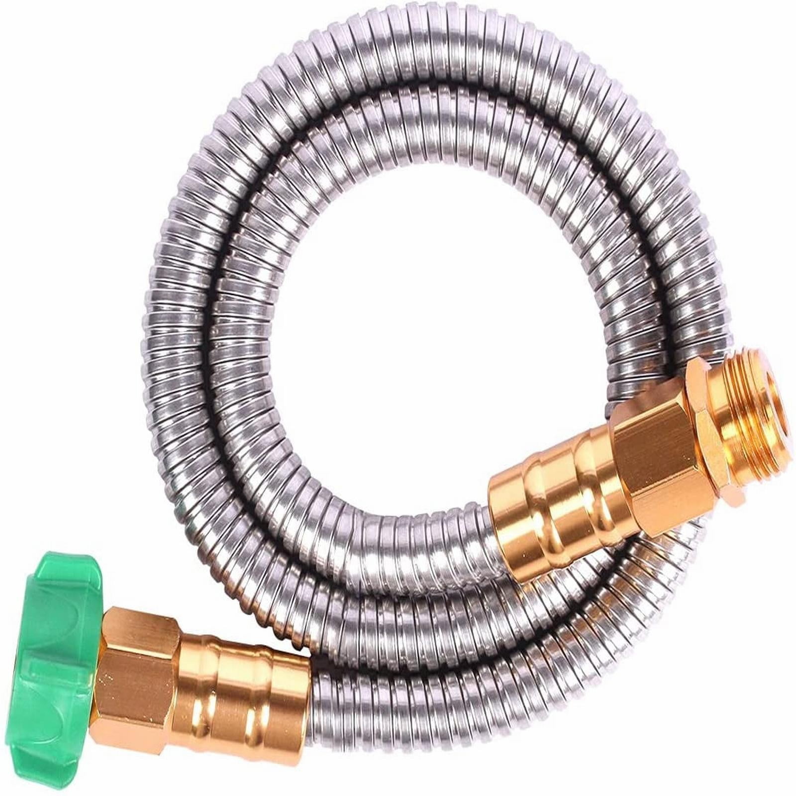 (Clearance) pdqouc 304 Stainless Steel Garden Hose with Female to Male Metal Connector, Anti-Leakage, Flexible & Lightweight Kink Free Water Hose, Easy to Use & Store