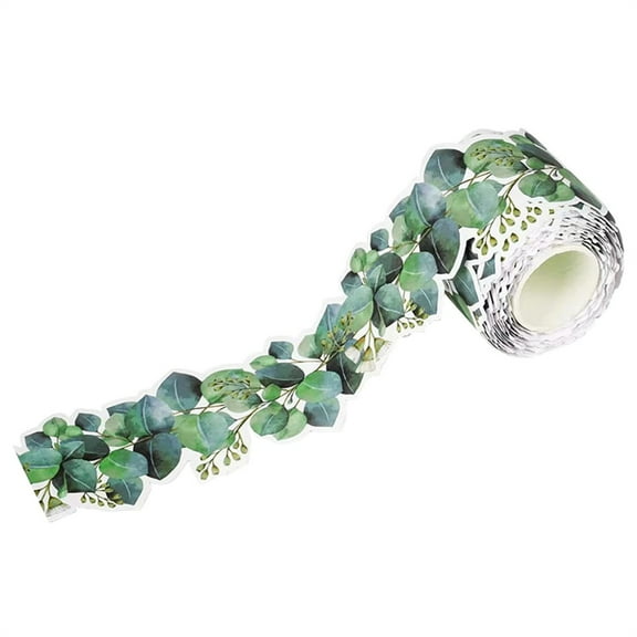 (Clearance) pdqouc 49 ft Eucalyptus Die-Cut Border Trim Bulletin Board Classroom Border Trim Green Leaves Themed Border Sticker for Photo Wall Bulletin Boards Desks Display Home School Decor