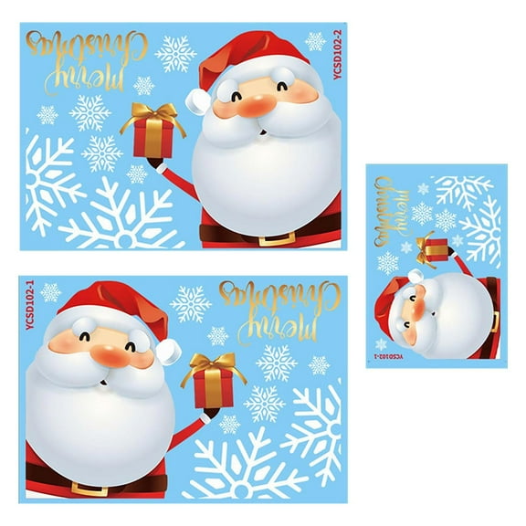 (Clearance) pdqouc Christmas Decorations Window Clings Static Snowflakes Santa Snowmen Stickers for Christmas Window Decoration Ornaments Full Of Holiday Atmosphere