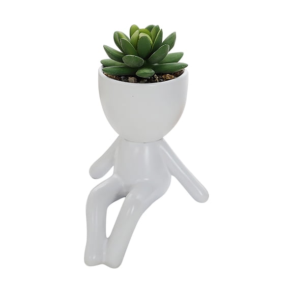 (Clearance) pdqouc Cute Figure Ceramic Doll Flower Pot Decoration Planter Succulents Flower Cactus Bonsai Bonsai Planter Container Creative Design for Home Office Decoration Not Included