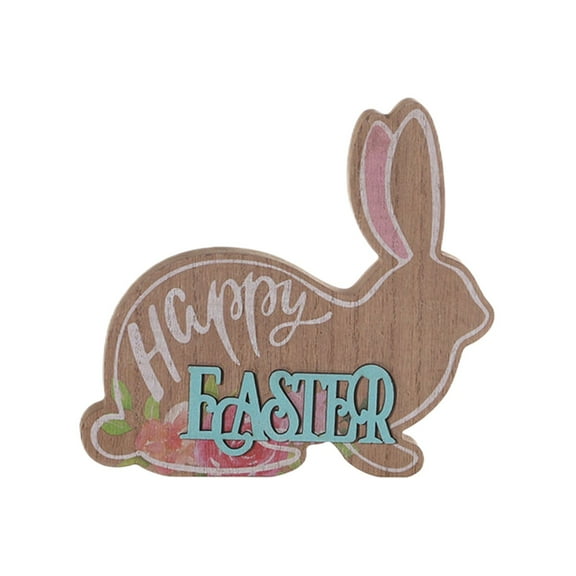 (Clearance) pdqouc Easter Bunny Wooden Signs Table Decorations for The Home, Farmhouse Rustic Bunny Centerpieces, Spring Indoor Tabletop Decor Gift Freestanding Rabbits for Mantel, Dining, Kitchen
